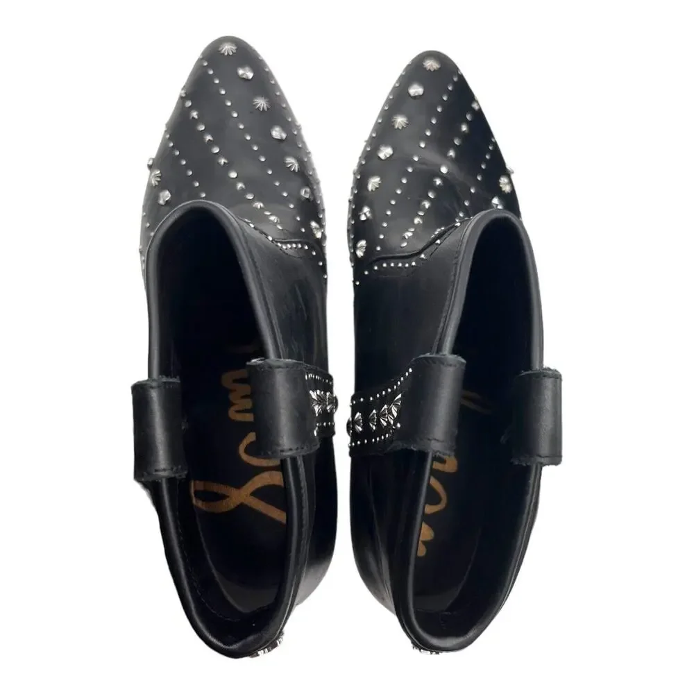 Western Black Leather Studded Sam Edelman Womens Brian‎ Ankle Boots 6.5M EUC